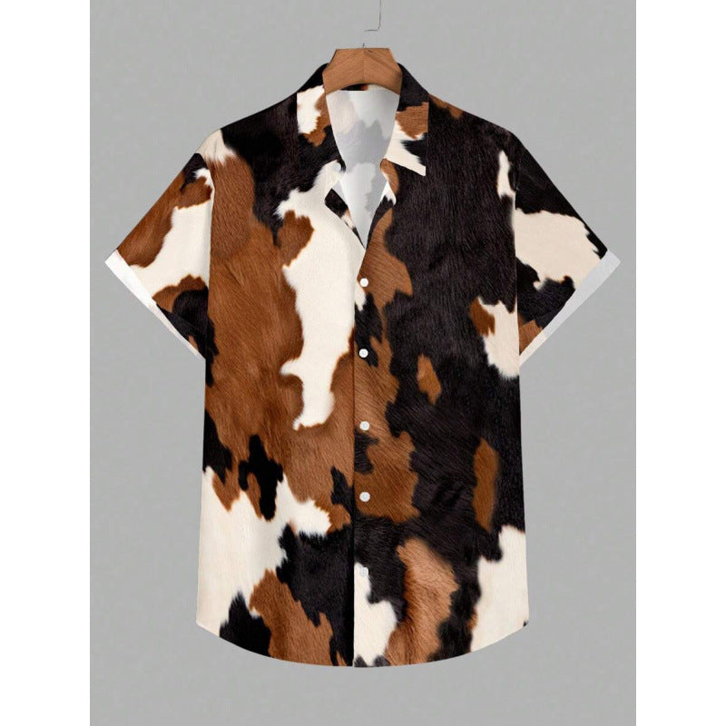 Men's Western Cowboy Leather Print Slim Shirt – Bold Streetwear Style