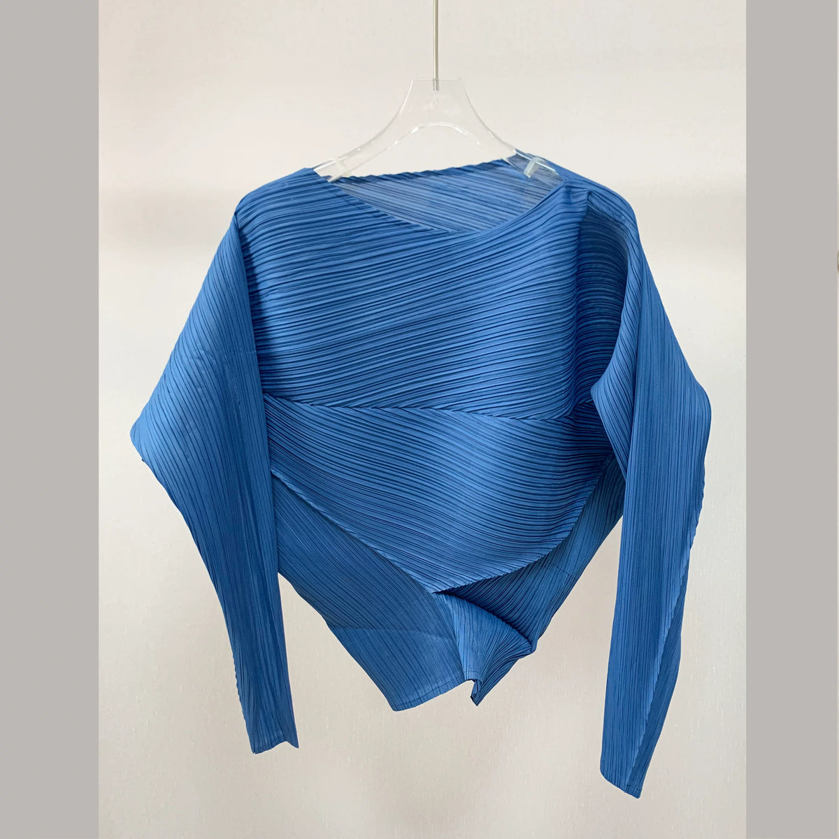 Women’s Miyake Pleated T-Shirt – Solid Color Slim-Fit Spring Top