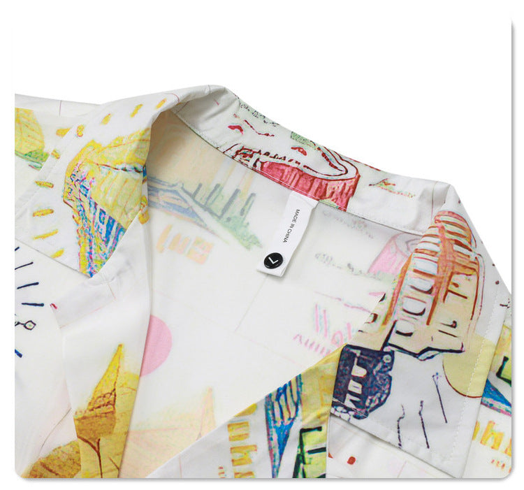 Hawaiian Retro Shell Print Beach Shirt – Relaxed Resort Style