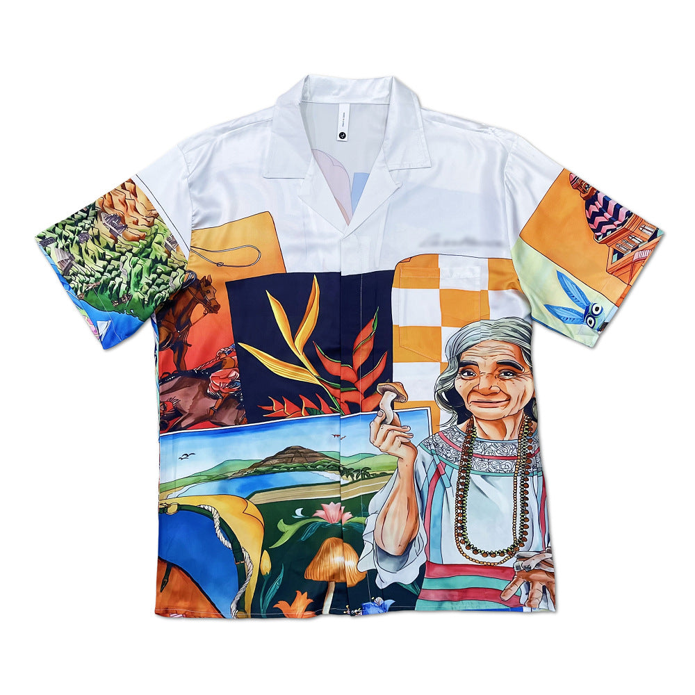 Hawaiian Retro Shell Print Beach Shirt – Relaxed Resort Style