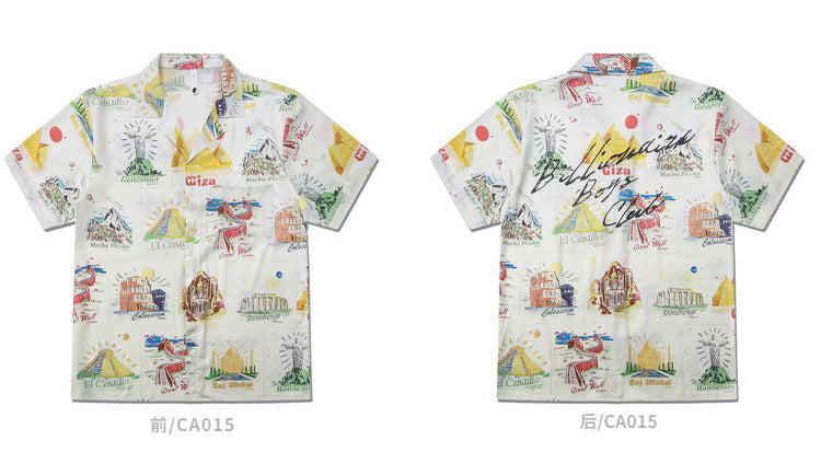 Hawaiian Retro Shell Print Beach Shirt – Relaxed Resort Style