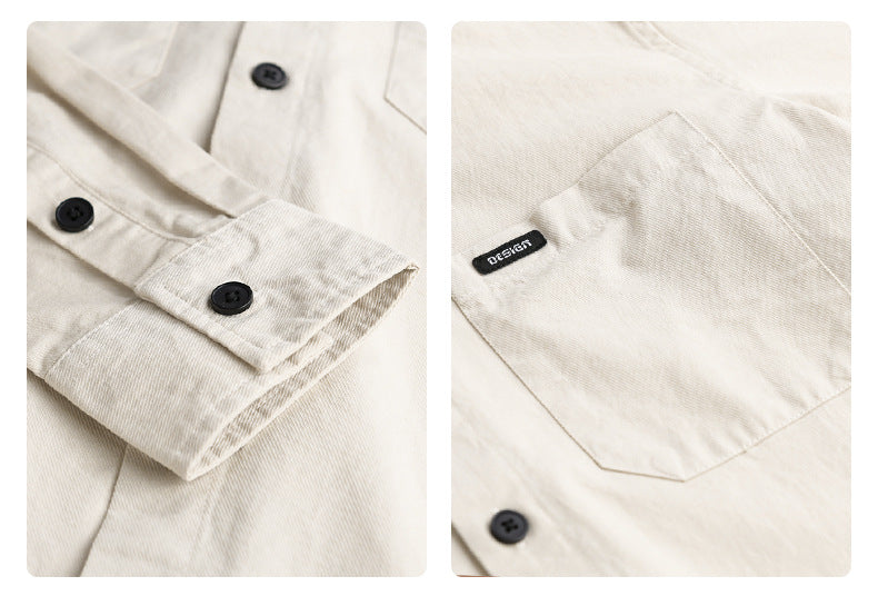 Hong Kong Style Men's Long Sleeve Cotton Casual Shirt – Versatile Everyday Essential