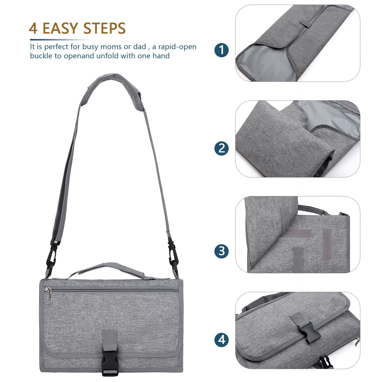 Portable Baby Diaper Changing Pad — Foldable, Waterproof & Travel-Ready (Includes Wet Wipes)