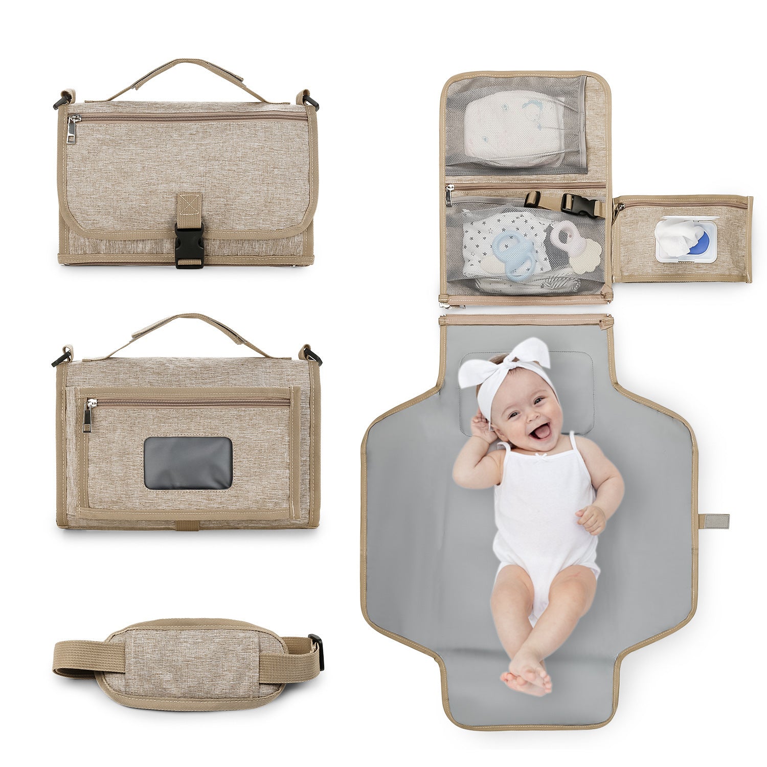 Portable Baby Diaper Changing Pad — Foldable, Waterproof & Travel-Ready (Includes Wet Wipes)