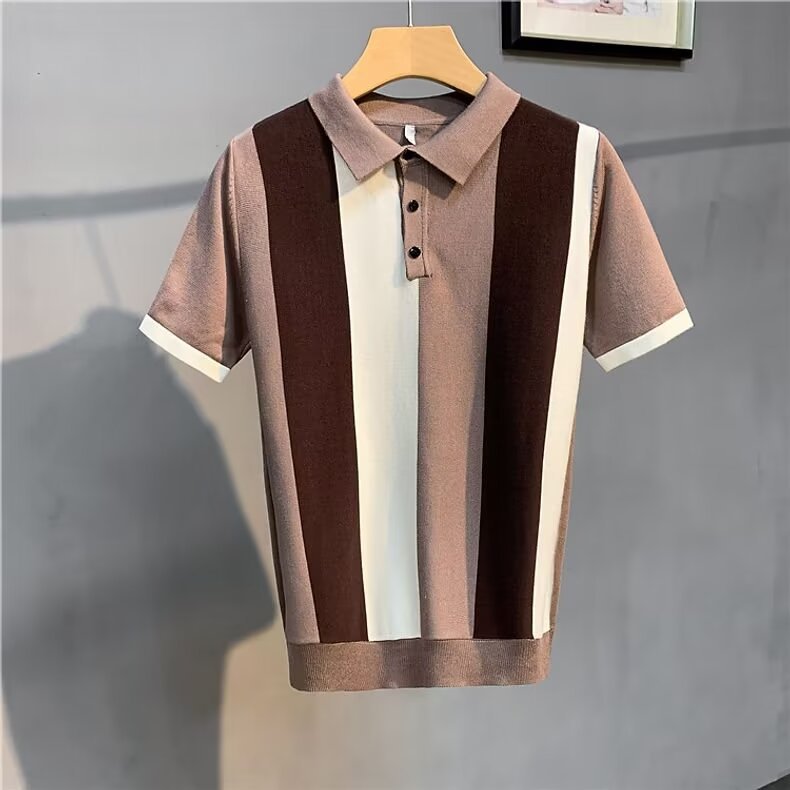 Gentleman's Lapel Ice Silk Polo Shirt – Premium Smart Casual Top