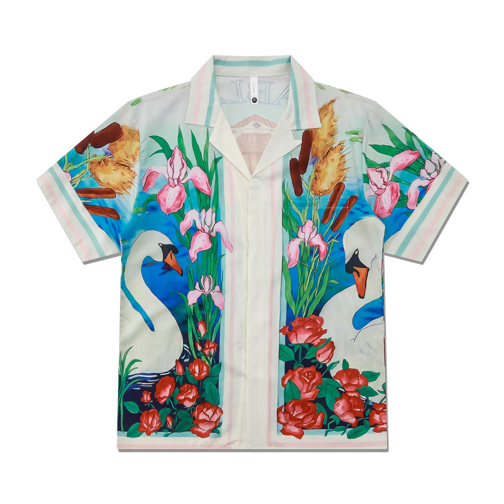 Hawaiian Retro Shell Print Beach Shirt – Relaxed Resort Style