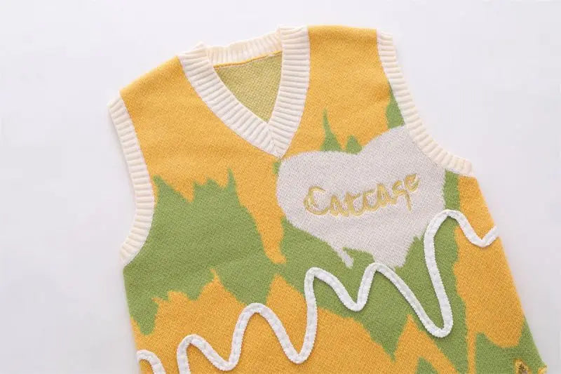 Wavy Color Block Knitted Sweater