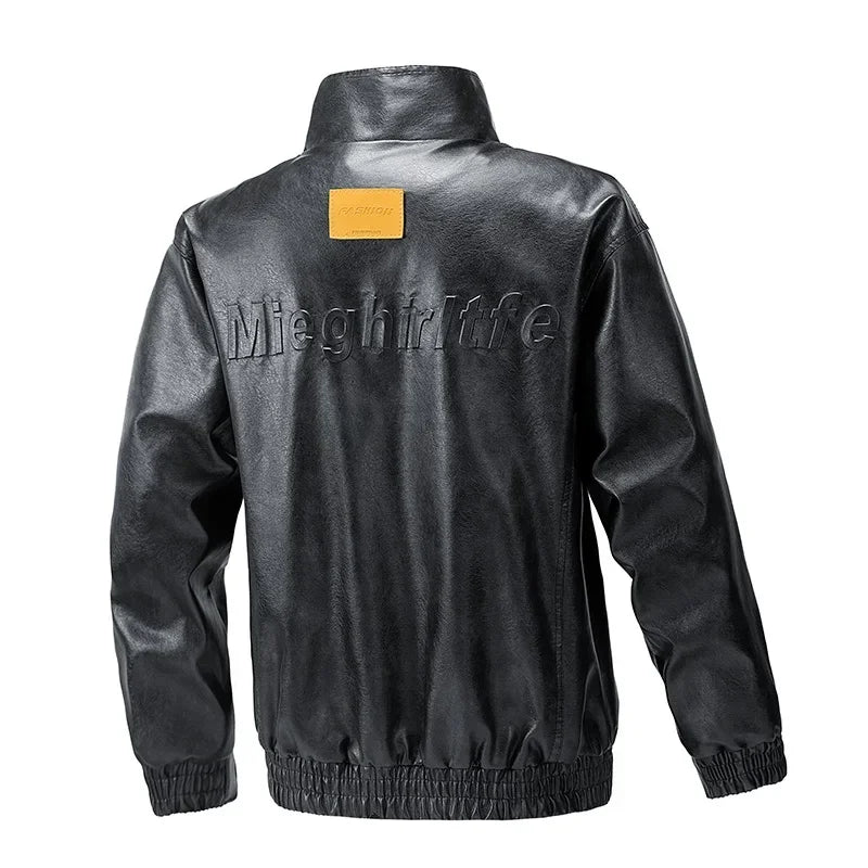 Men’s Retro PU Leather Jacket – High Street Motorcycle-Inspired Coat, Trendy Winter Casual Outerwear