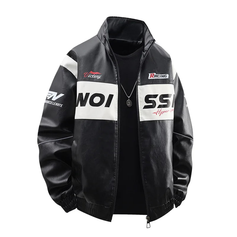 Men’s Retro PU Leather Jacket – Loose Fit Motorcycle Style Casual Jacket