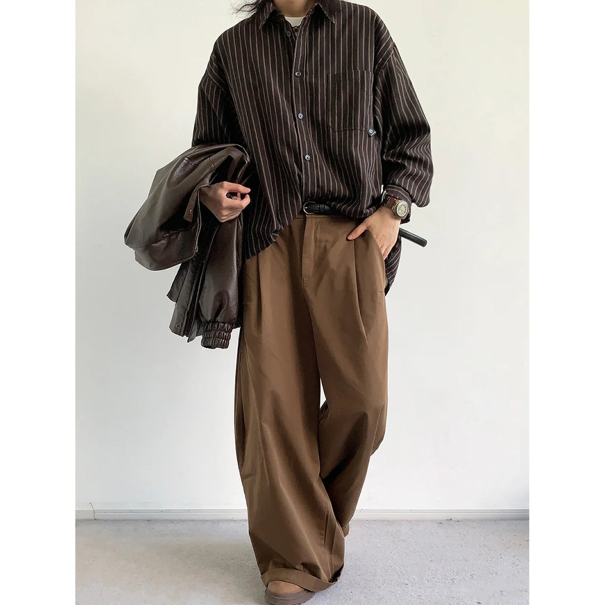 Unisex Vintage Striped Shirt – Loose-Fit Long-Sleeve Casual Top | Japanese-Inspired Spring & Autumn Streetwear