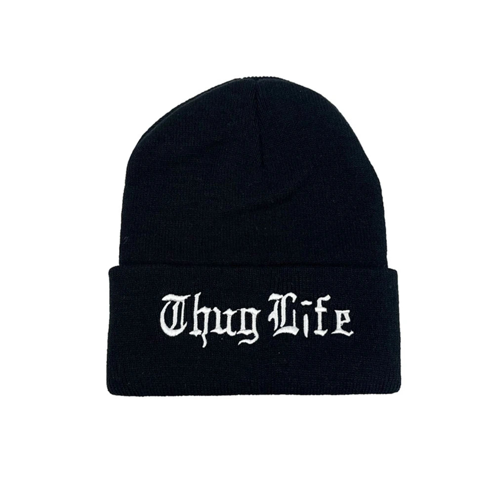 Unisex Winter Knitted Beanie – Embroidered Woolen Hat, Warm Stretchy Ski Cap for Autumn & Winter