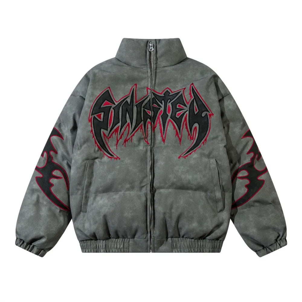 Unisex Y2K Padded Winter Jacket – Thick Cotton Coat with Letter Embroidery, Casual Hip Hop Streetwear Parka