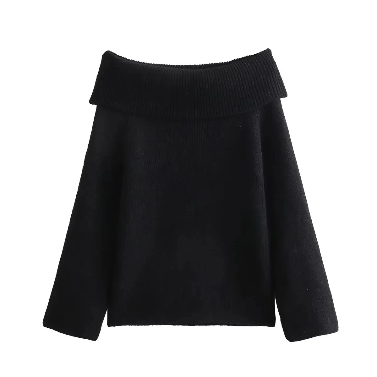 Women’s Off-Shoulder Knit Sweater – Chic Long Sleeve Pullover for Autumn Casual Wear