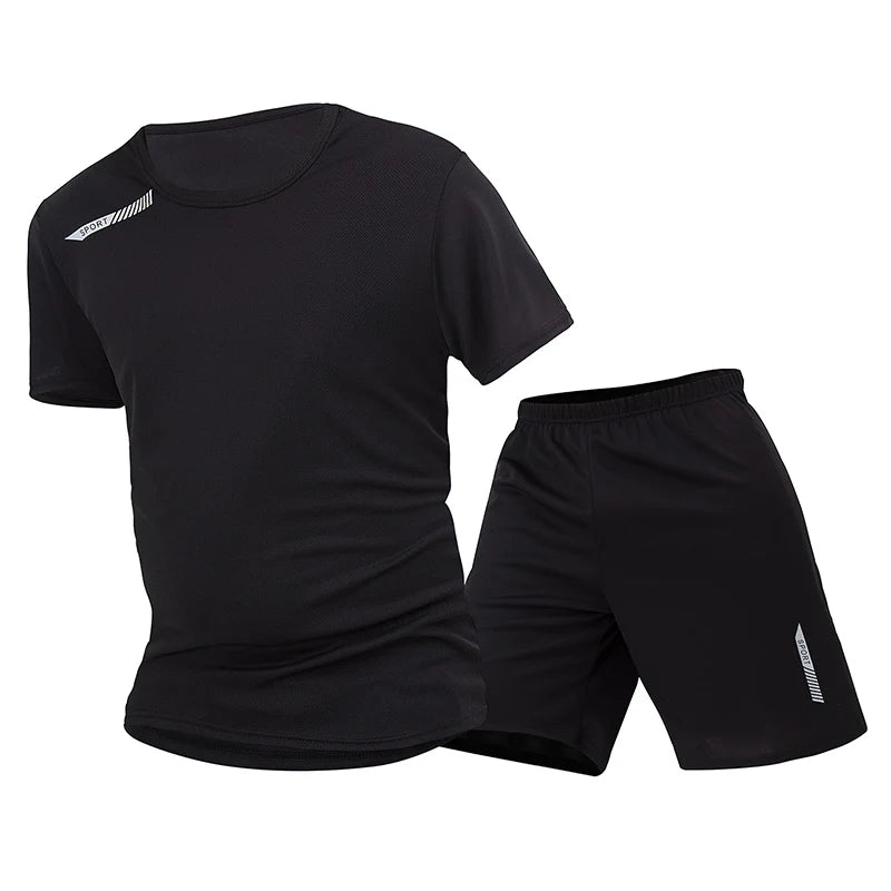 Men's 2-Piece Quick-Dry Sports Suit – Breathable T-Shirt & Shorts Set