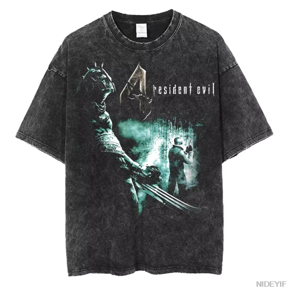 Unisex Leon Kennedy Graphic T-Shirt – Oversized Short-Sleeve Tee | Retro Biohazard-Inspired Fan Streetwear