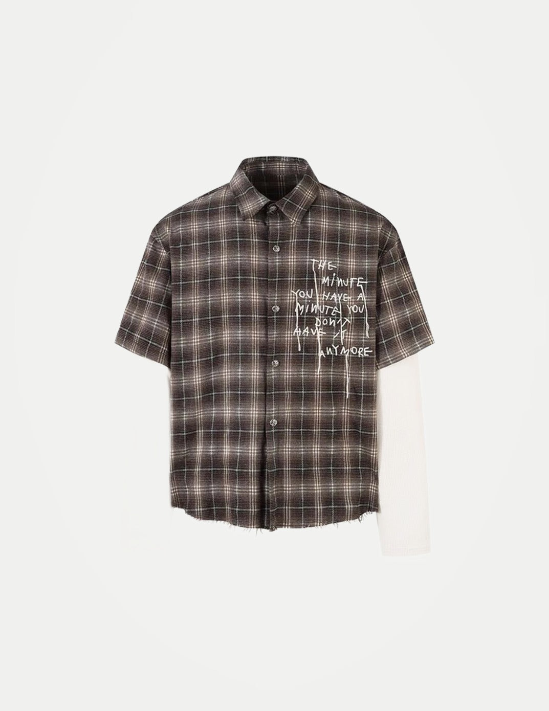 Men’s Vintage Plaid Layered Shirt – Loose Fit Long Sleeve Streetwear