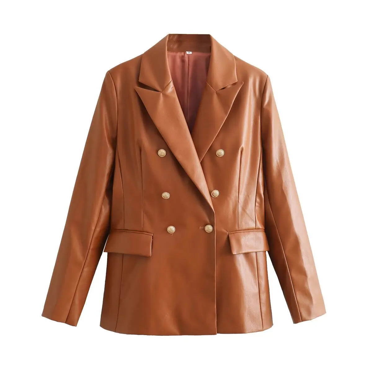 Women’s Premium Leather-Look Blazer – Elegant Long-Sleeve Suit Jacket | Versatile Autumn Fashion