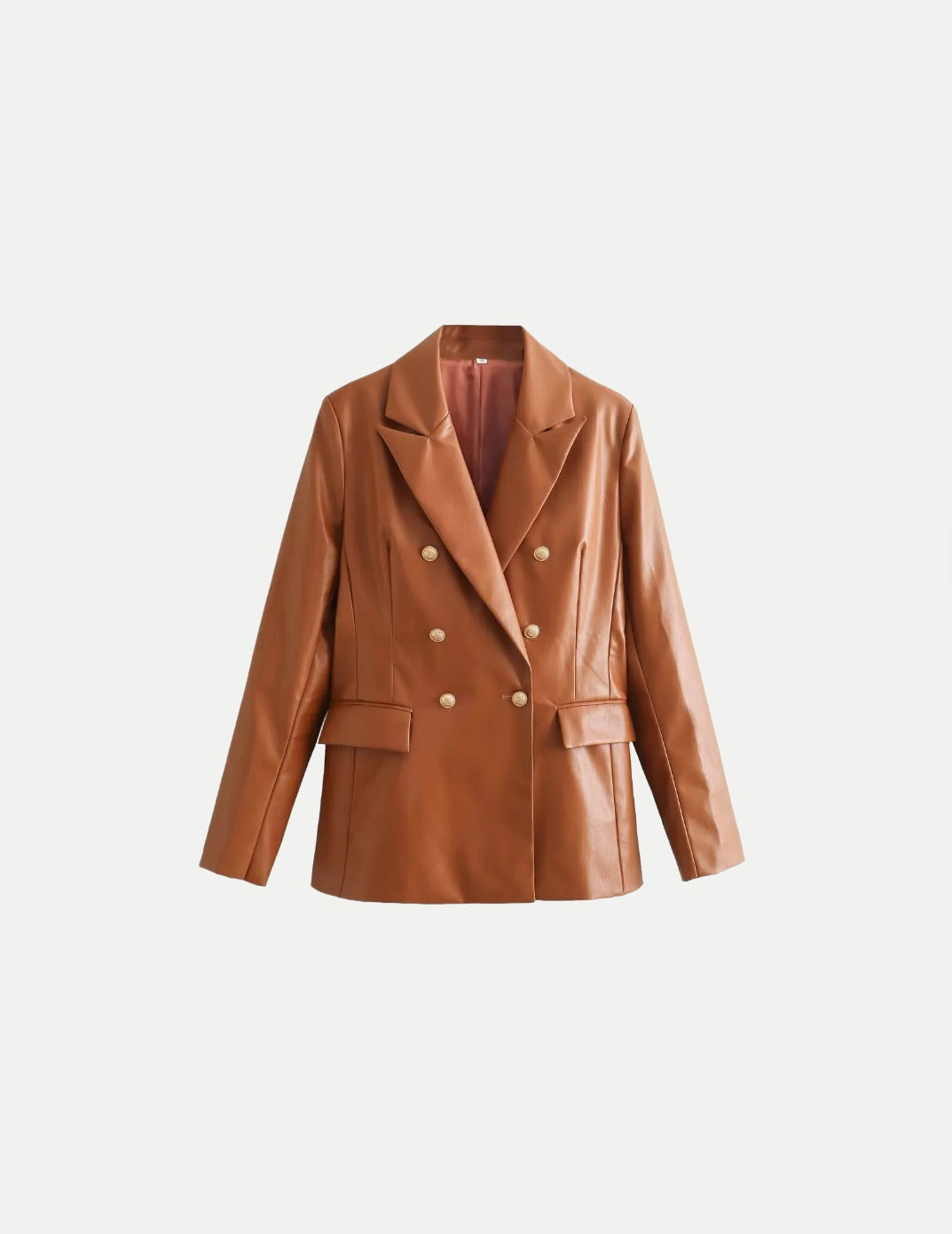 Women’s Premium Leather-Look Blazer – Elegant Long-Sleeve Suit Jacket | Versatile Autumn Fashion