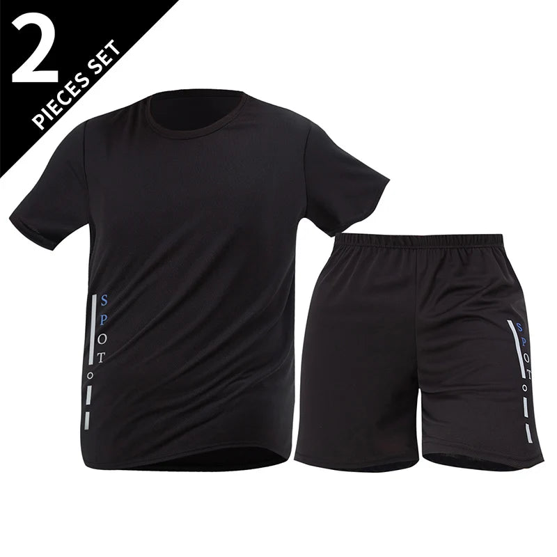 Men's 2-Piece Quick-Dry Sports Suit – Breathable T-Shirt & Shorts Set