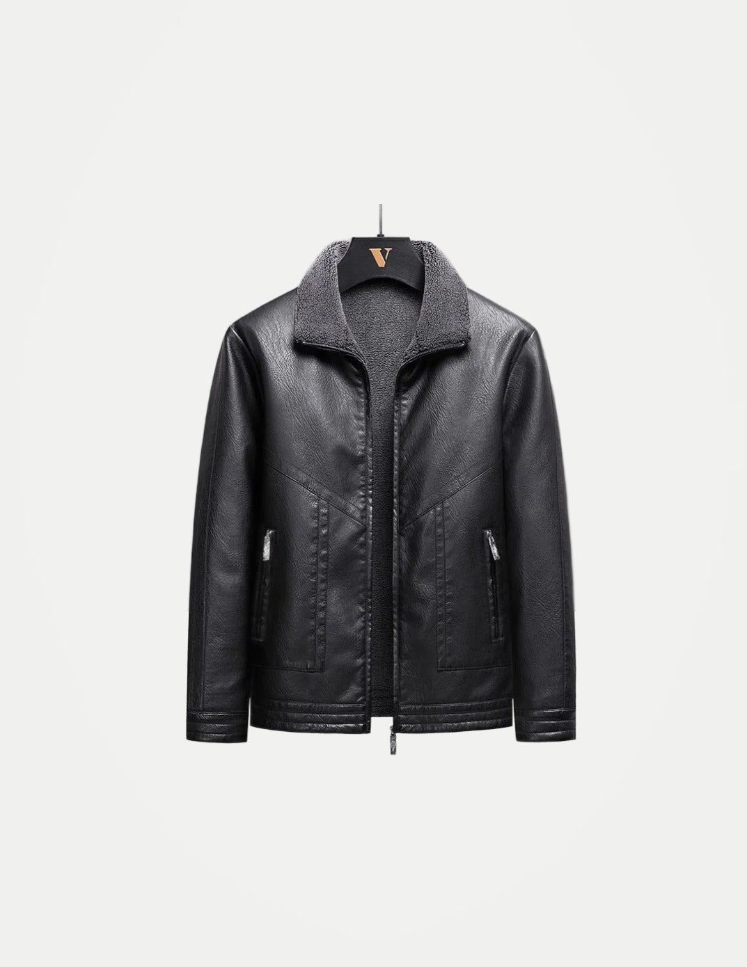 Men’s Faux Fur Leather Jacket – Thick Fleece-Lined Winter Coat | Warm Casual Autumn & Winter Outerwear