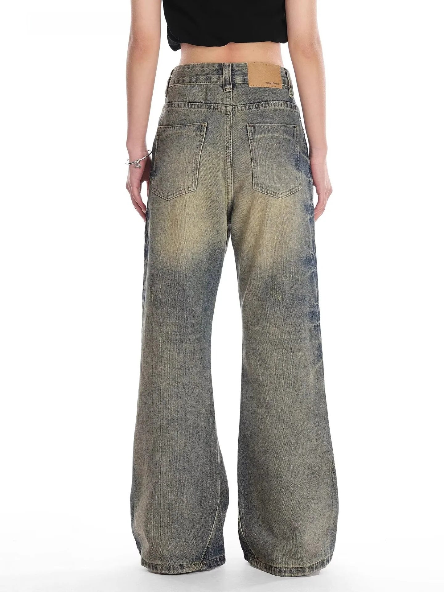 Retro American Painted Distressed Loose Straight Leg Jeans
