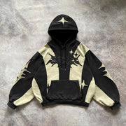 American street style high-end English embroidery collage hoodie with hat