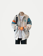 Men’s Spring & Autumn Casual Jacket – Loose Fit Sporty Zip-Up Long Sleeve Hong Kong Style Outerwear