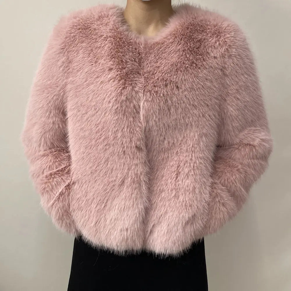 Women’s Luxury Faux Fur Jacket – Fluffy Short Winter Coat, Chic Street Fashion Outerwear