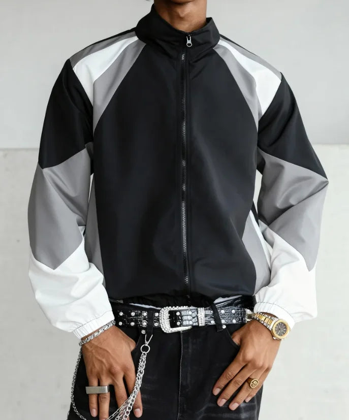 Men's Colour-Block Windproof Jacket – Lightweight Wear-Resistant Casual Travel Coat