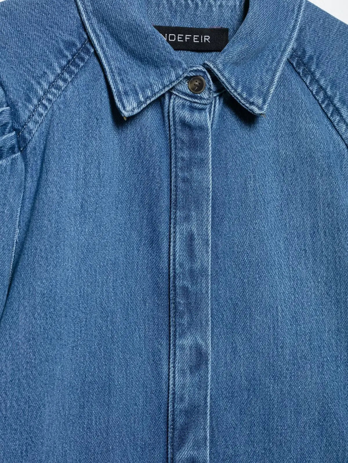 Women’s Casual Denim Blouse – Loose Fit Collar Shirt