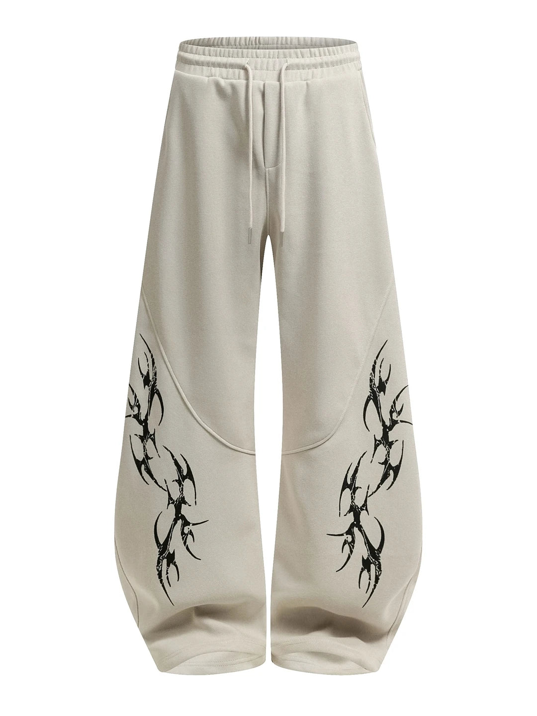Unisex Deconstructed Print Sweatpants – Loose Wide-Leg Drawstring Trousers | American Hip-Hop Streetwear