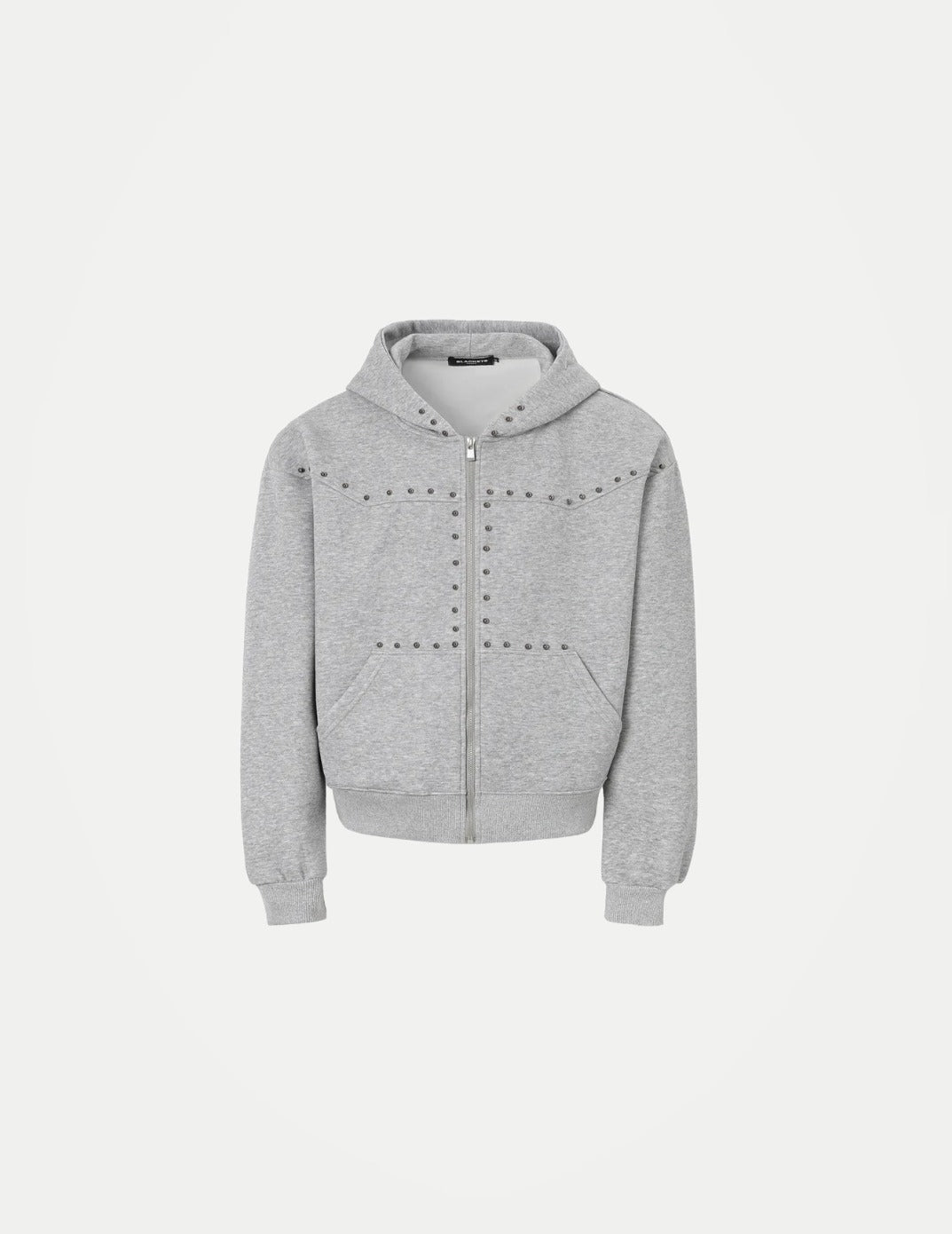 Men’s Studded Hooded Cardigan Sweatshirt – Loose-Fit Streetwear Jacket, Trendy Sporty Casual Top