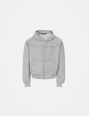 Men’s Studded Hooded Cardigan Sweatshirt – Loose-Fit Streetwear Jacket, Trendy Sporty Casual Top