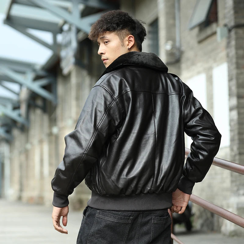 Men’s PU Leather Bomber Jacket – Vintage Aviator Flight Coat | Winter Padded Motorcycle & Military-Inspired Outerwear