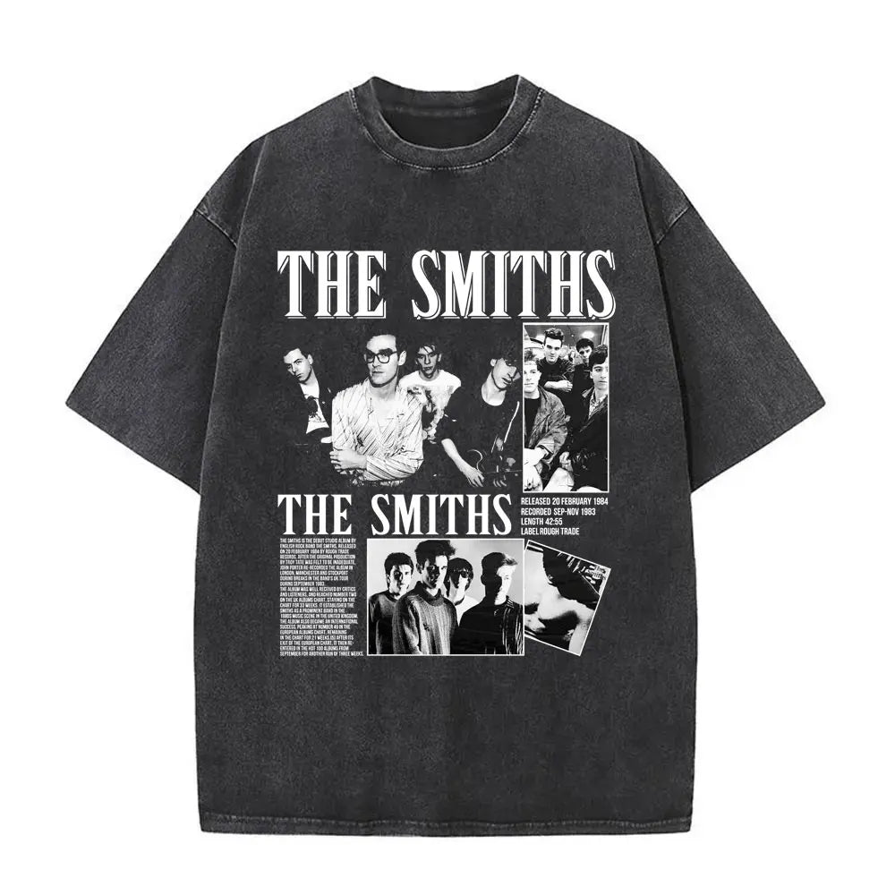 Unisex The Smiths Graphic T-Shirt – Funny Cat Retro Washed Tee | 1980s Indie Rock Vintage Streetwear