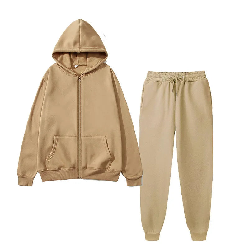 Unisex Winter Sportswear Set – Warm Hooded Zipper