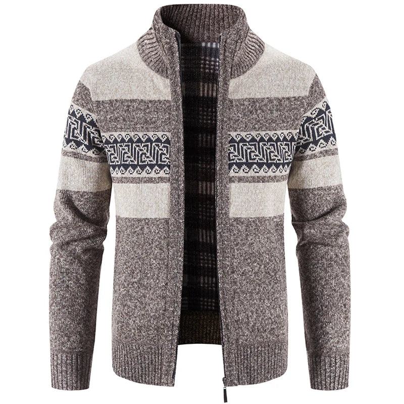 Men’s Korean Knit Cardigan – Stand Collar Casual Autumn/Winter Sweater