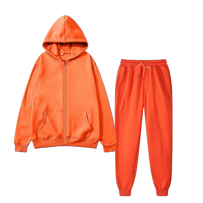 Unisex Winter Sportswear Set – Warm Hooded Zipper