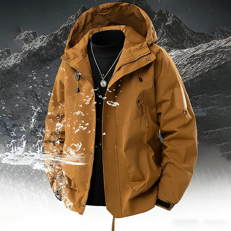 Men’s Outdoor Hooded Jacket – Waterproof Hiking & Camping Windbreaker