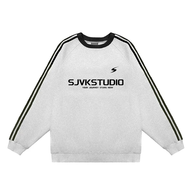 Men’s Plus Size Round-Neck Sweatshirt – American Style Casual Winter Outerwear