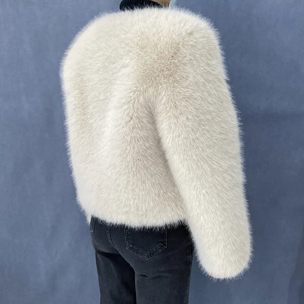 Women’s Luxury Faux Fur Jacket – Fluffy Short Winter Coat, Chic Street Fashion Outerwear