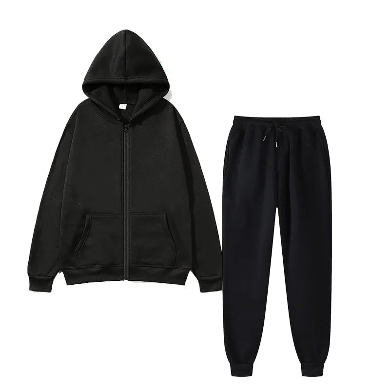Unisex Winter Sportswear Set – Warm Hooded Zipper