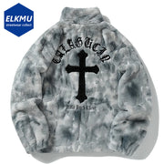 Men's Streetwear Vintage Fleece Jacket – Harajuku Hip Hop Oversized Zip Coat
