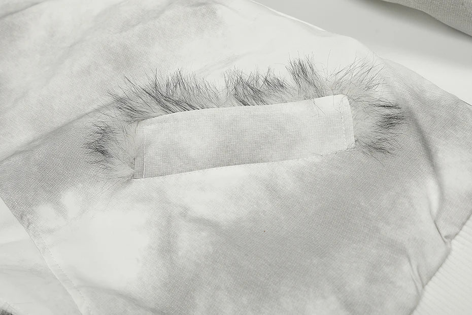 Men Winter Jackets Fur Collar Parkas Coat Vintage Oversized Fleece Warm Jackets
