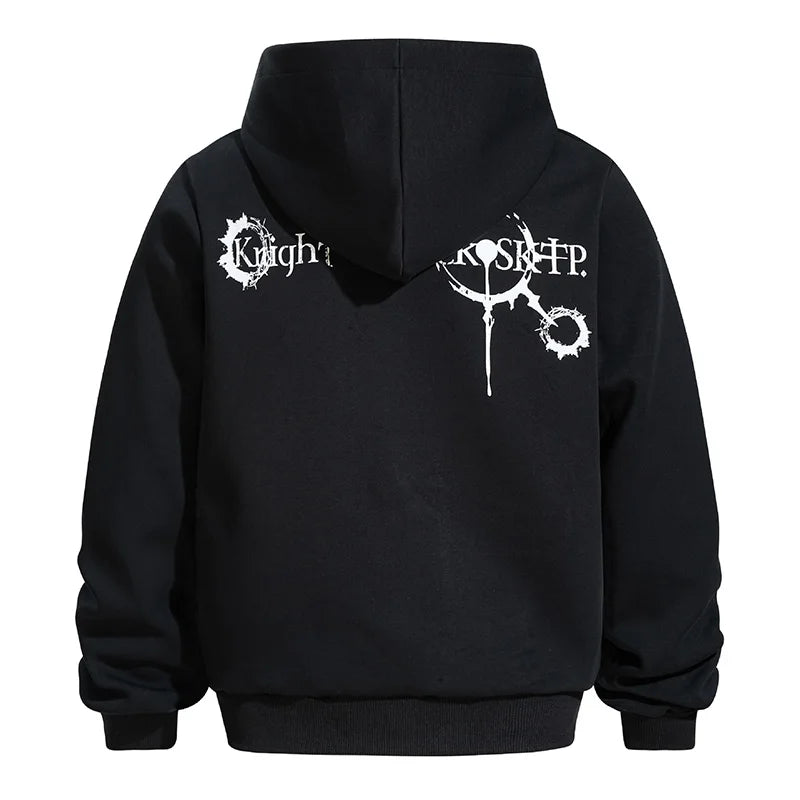 Men’s Vintage Hip Hop Printed Hoodie – Loose Fit Harajuku Streetwear Pullover for Spring & Autumn