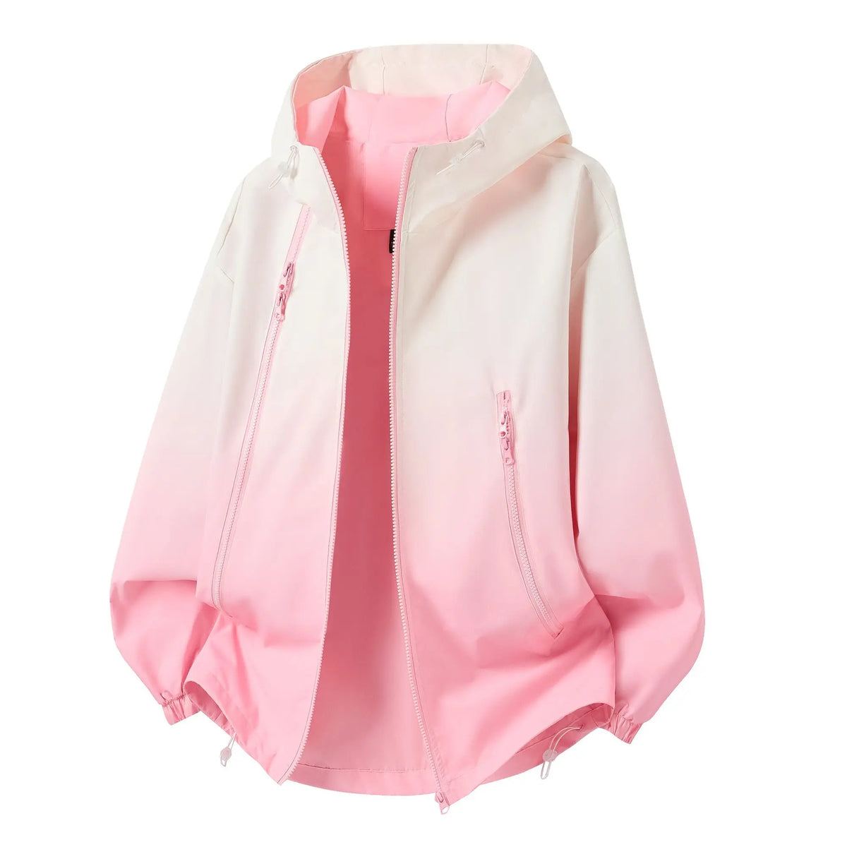 Unisex Gradient Hooded Windbreaker Jacket – Loose-Fit Waterproof & Windproof Outdoor Casual Coat