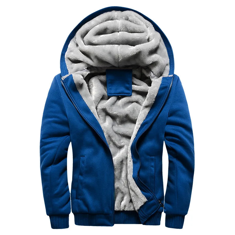 Men’s Winter Fleece Hoodie Jacket – Thick Warm Zipper Coat