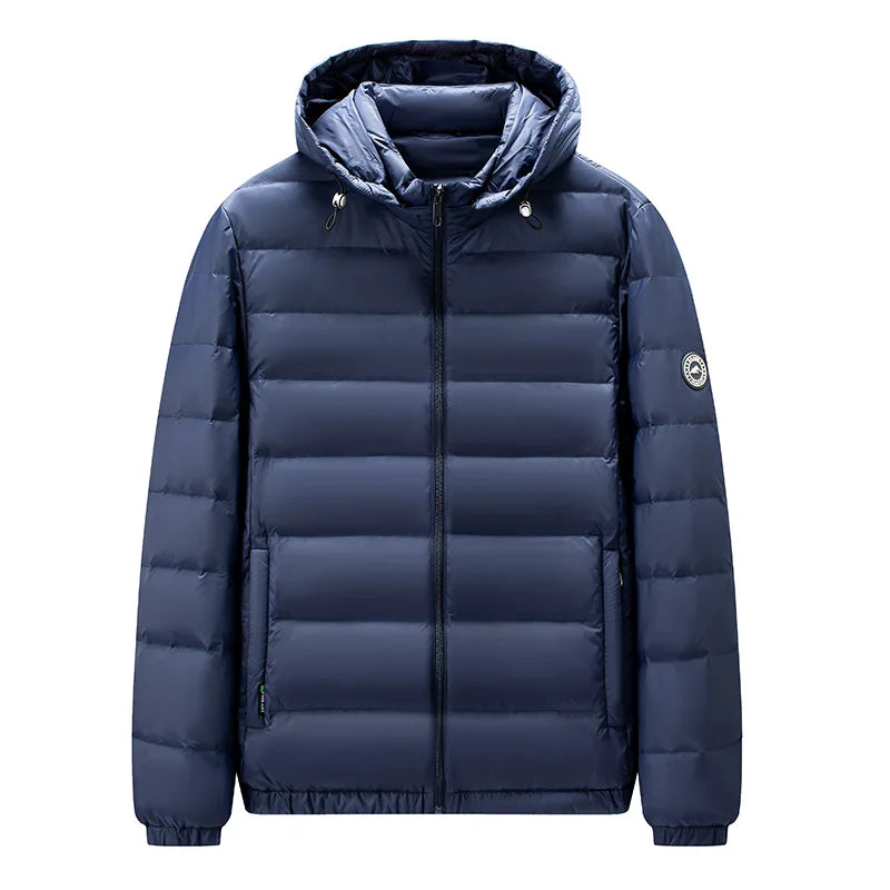 Premium 90% Duck Down Winter Jacket – Detachable Hood, Warm Solid-Color Versatile Puffer Coat for Autumn & Winter