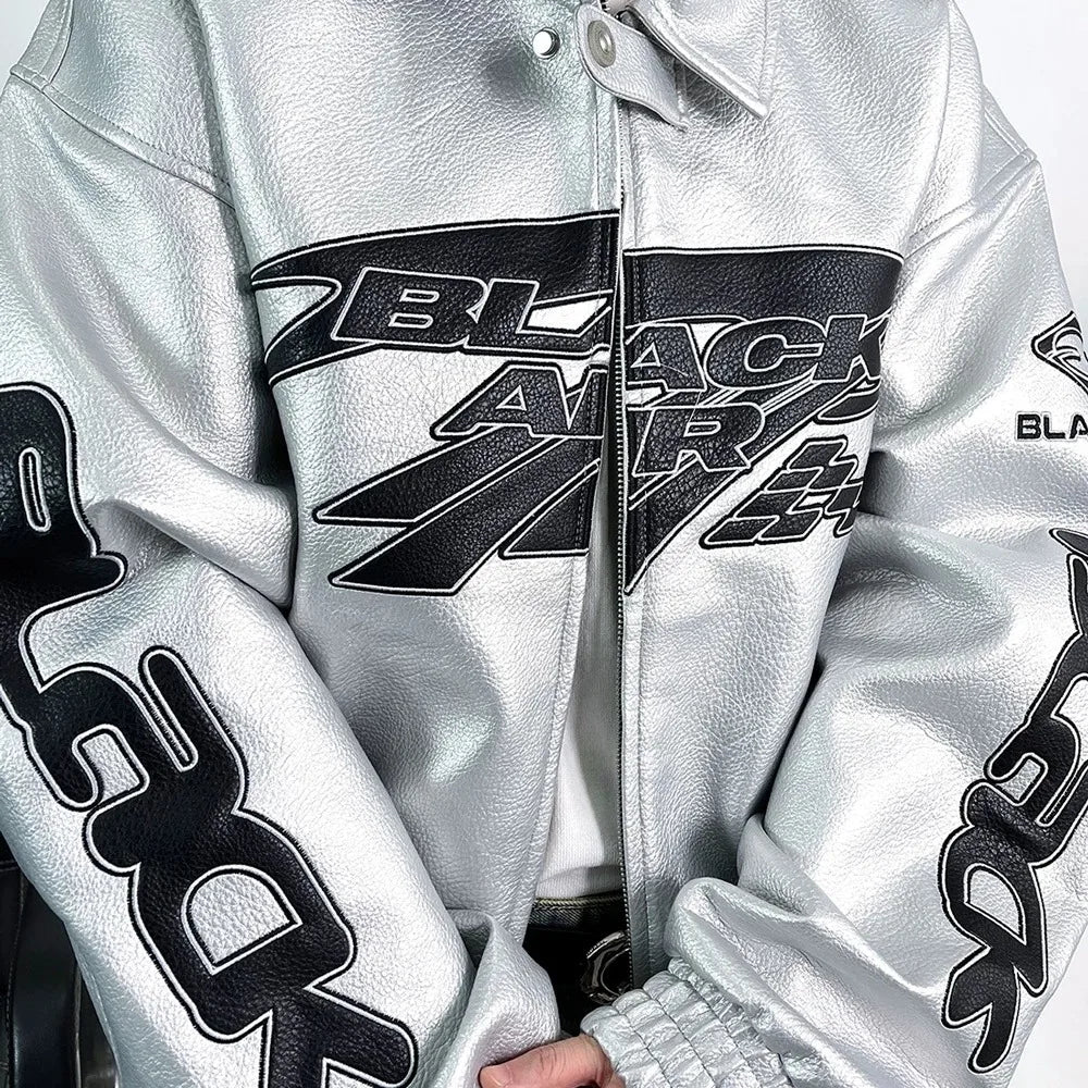 Men’s Retro PU Leather Bomber Jacket – Loose-Fit Motorcycle Pilot Coat, Short Multi-Pocket Casual Streetwear