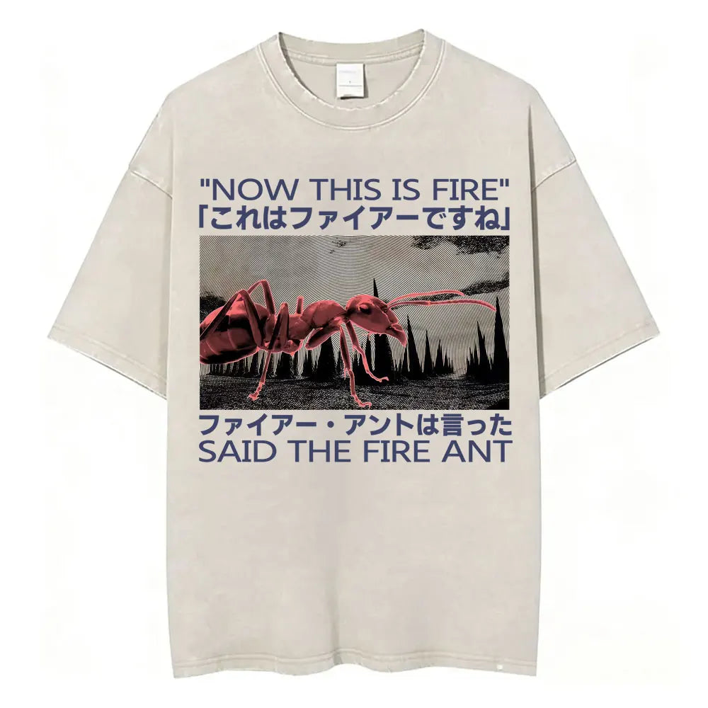Unisex Japanese Fish Meme T-Shirt – Vintage Washed Oversized Tee | Harajuku Streetwear Graphic Top